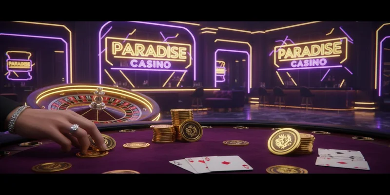 Multibet Casino luxuriöses Neon-Banner mit Roulette und Pokerchips