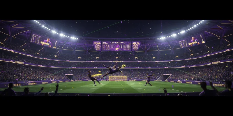 Multibet Sportwetten Arena mit dynamischem Fußballspiel